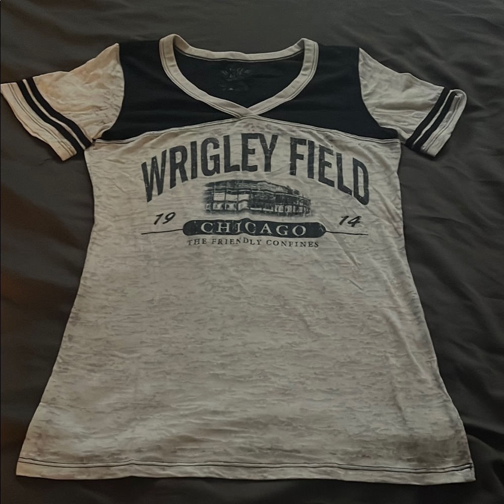 Gray and Blue Fitted Short Sleeve Tee